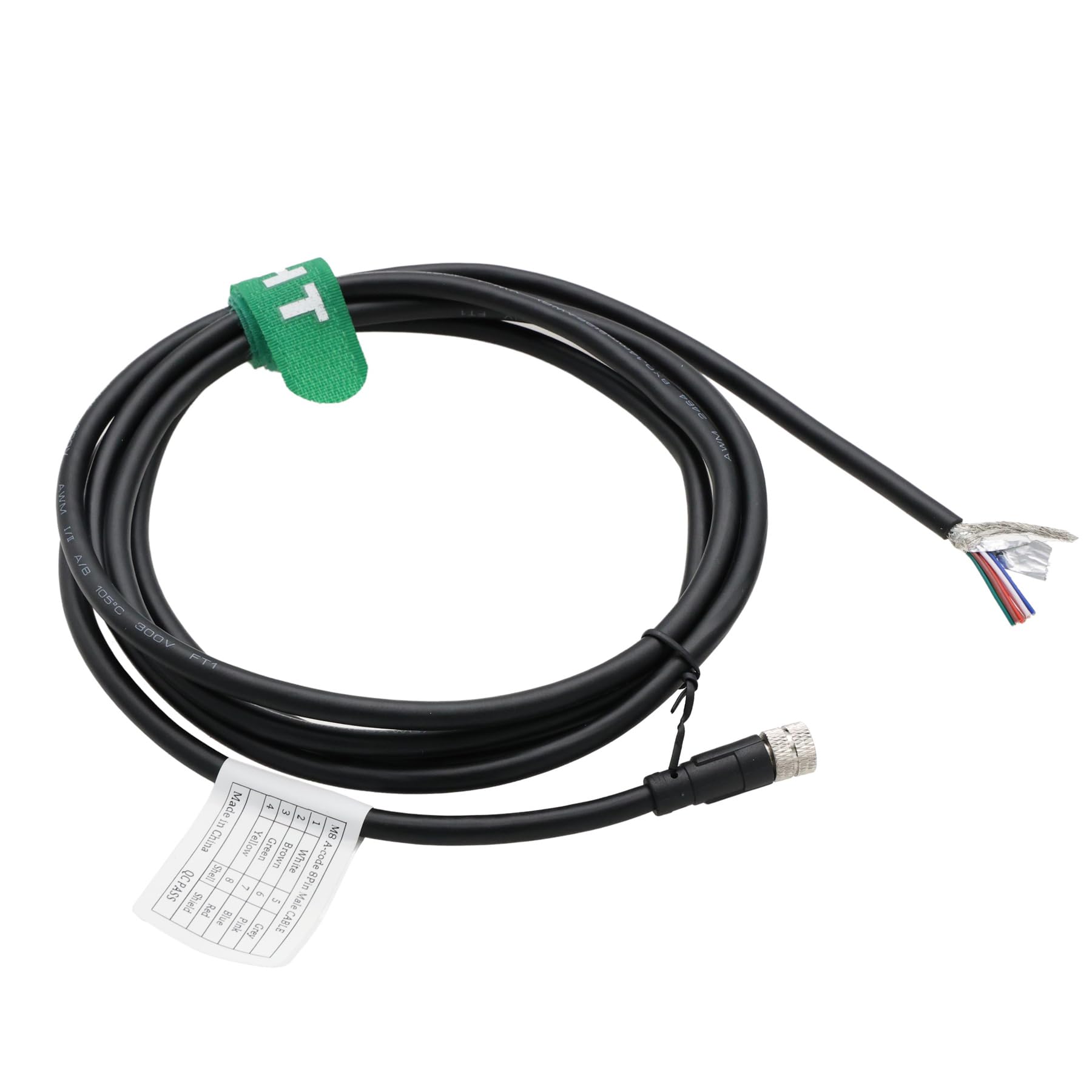 HangTon M8 8-pinowy żeński kabel zasilający do transmisji danych Baumer CX Machine Vision przemysłowa kamera czujnik automatyka sterowanie I/O, kodowanie, ekranowany, 1 m