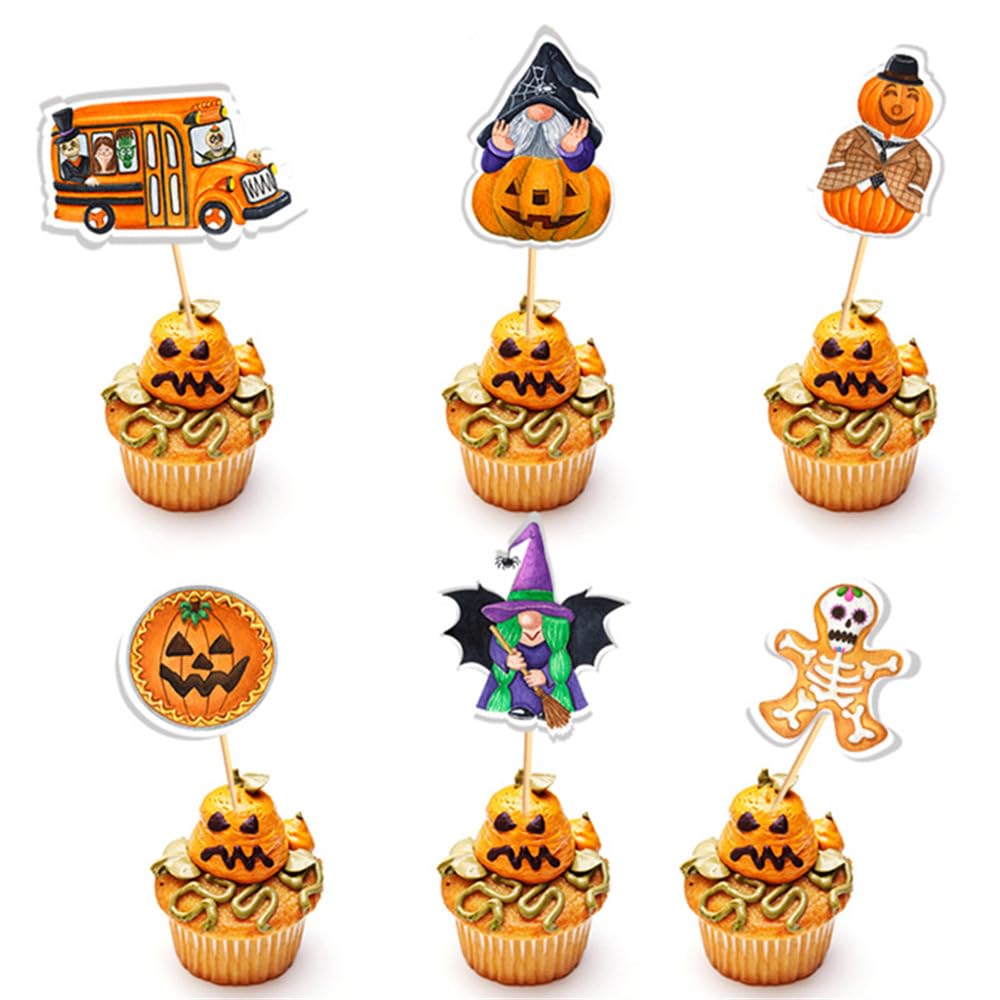 Amazon.co.jp: VTEERY(みさ) ハロウィン ケーキトッパー カップケーキ