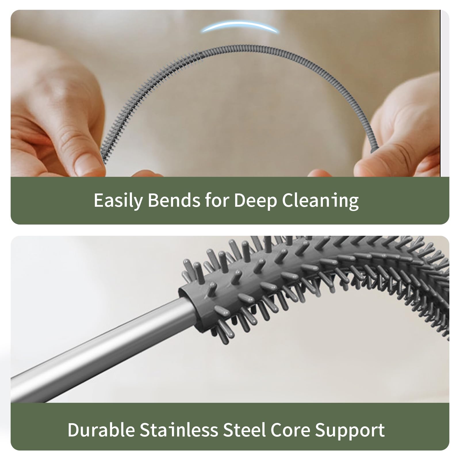 2Pcs Silicone Straw Cleaner Brush with Hooks, Extra Long 9.5in Reusable Straw Brushes for Stanley Metal, Glass Straws - Image 4