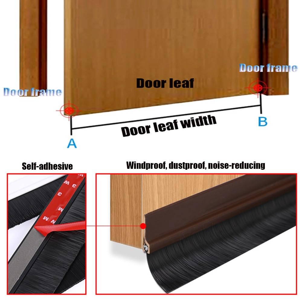 Paraspifferi Sottoporta Set Di 2 Paraspifferi Per Porte 100 Cm Guarnizione Per Porta Per Protezione Da Suoni, Freddo In Silicone(White,10cm/3.9in Brush)
