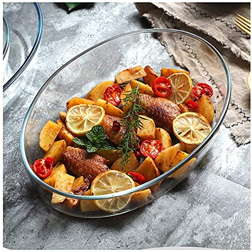WHISKET Glass Baking Dish for Oven, Oblong Casserole Dish Oval Baking Pan Glass Bakeware Pack Of 1