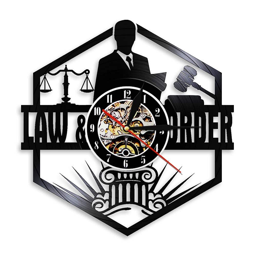 Horloge Murale Disque Vinyle Thème Justice 30x30cm