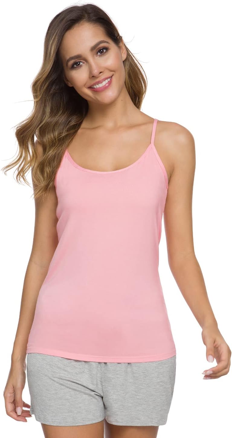 Knuffnee Women Camisoles Spaghetti Strap Tank Top Basic Cami Undershirt 4 Pack - Image 2