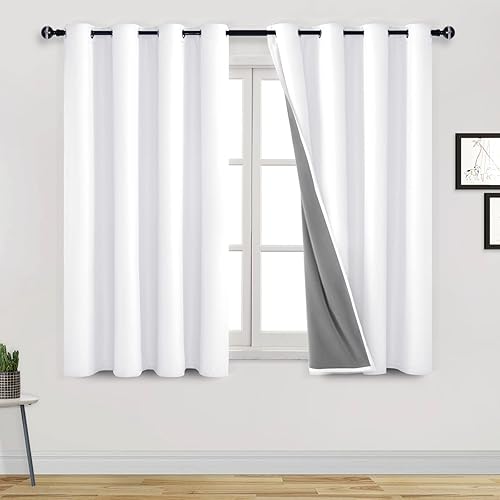 DWCN Cortinas cortas de cocina, cortinas opacas totales, 2 paneles de reducción de ruido, bloqueo de luz solar, aislamiento térmico, a prueba de