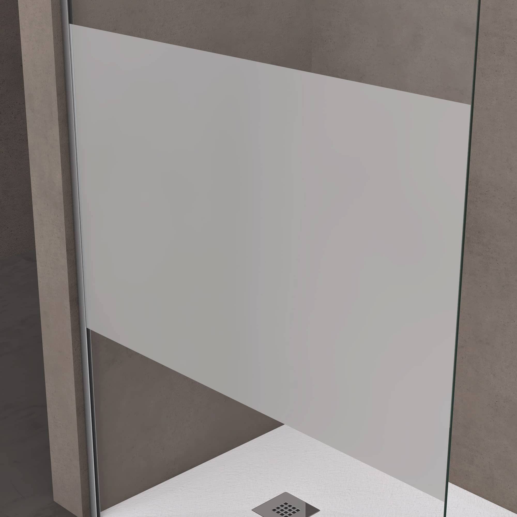 doporro Luxus Duschwand für Dusche Duschabtrennung 120x200cm Walk-In Dusche 8mm ESG-Sicherheitsglas Milchglas-Streifen inkl. Nanobeschichtung Bremen01MS