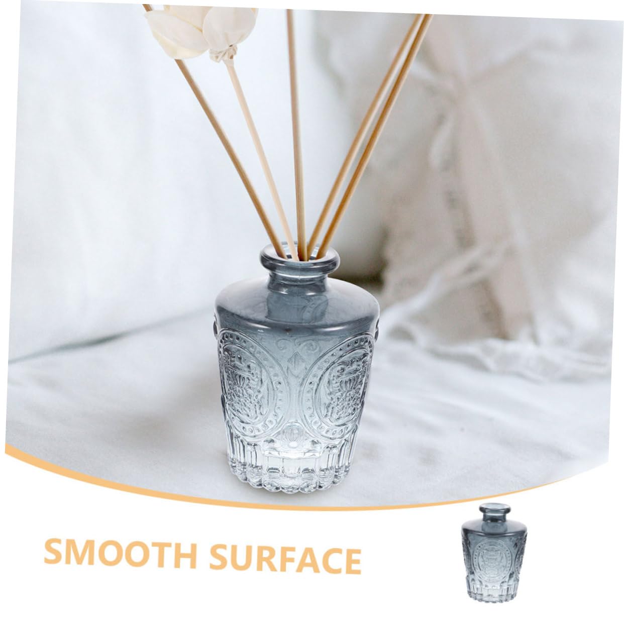 SOLUSTRE 4 Stück Glas Aromatherapie Diffuser Flaschen Graue Duftflaschen für Ätherische Öle Nachfüllbare Raumduft Behälter Elegantes Design für Haushalt und Dekoration