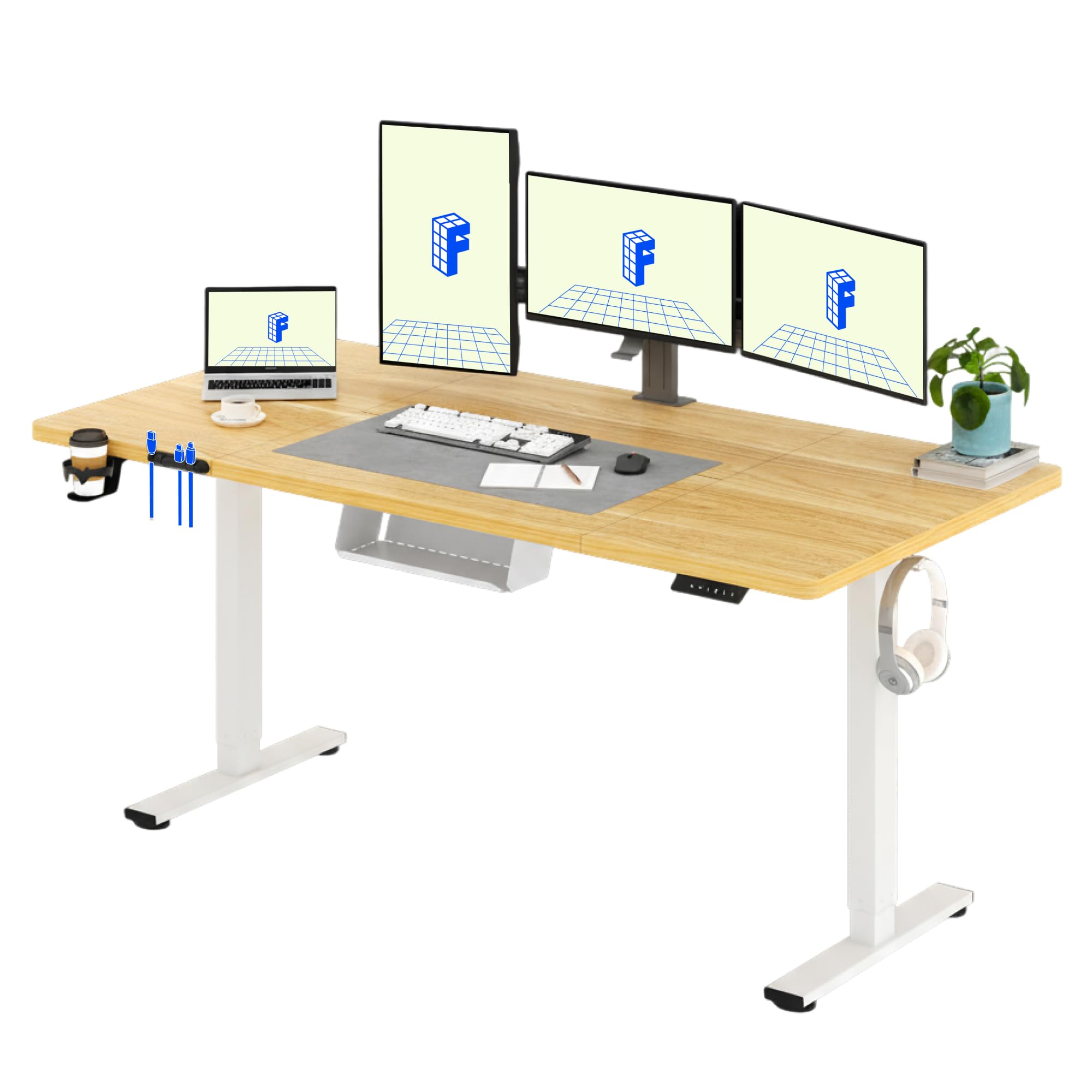FLEXISPOT Scrivania Regolabile in Altezza 180 * 80 cm, Tastiera con Memoria, Con Gancio, Standing Desk Scrivania Motorizzata