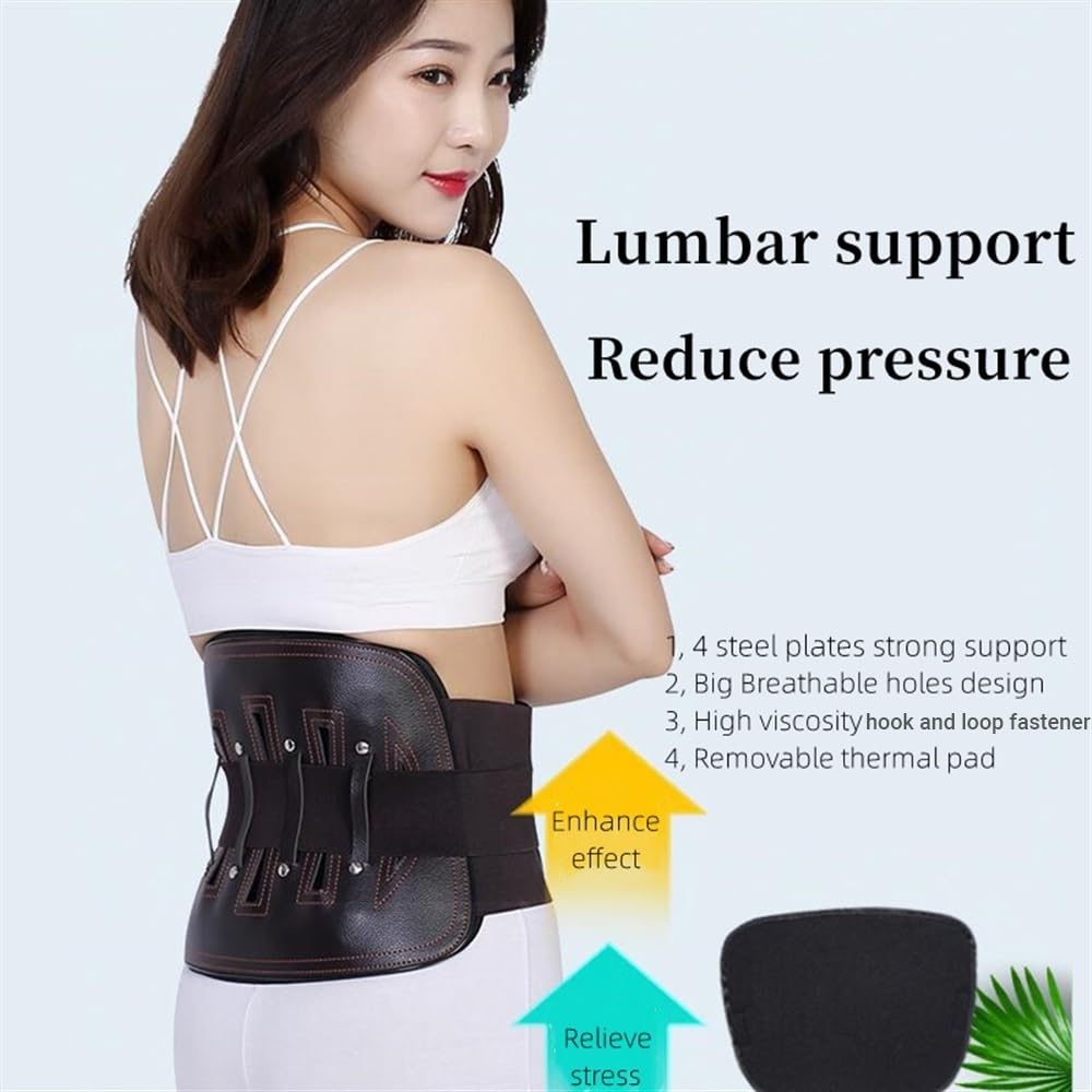 Faja De Cuero Lumbar Brace para Aliviar El Dolor De Espalda Baja, Corrector De Postura De Espalda Descompresión De Columna Cinturón Soporte De Cintura para Alivio Dolor Sedentario Ancianos(L)