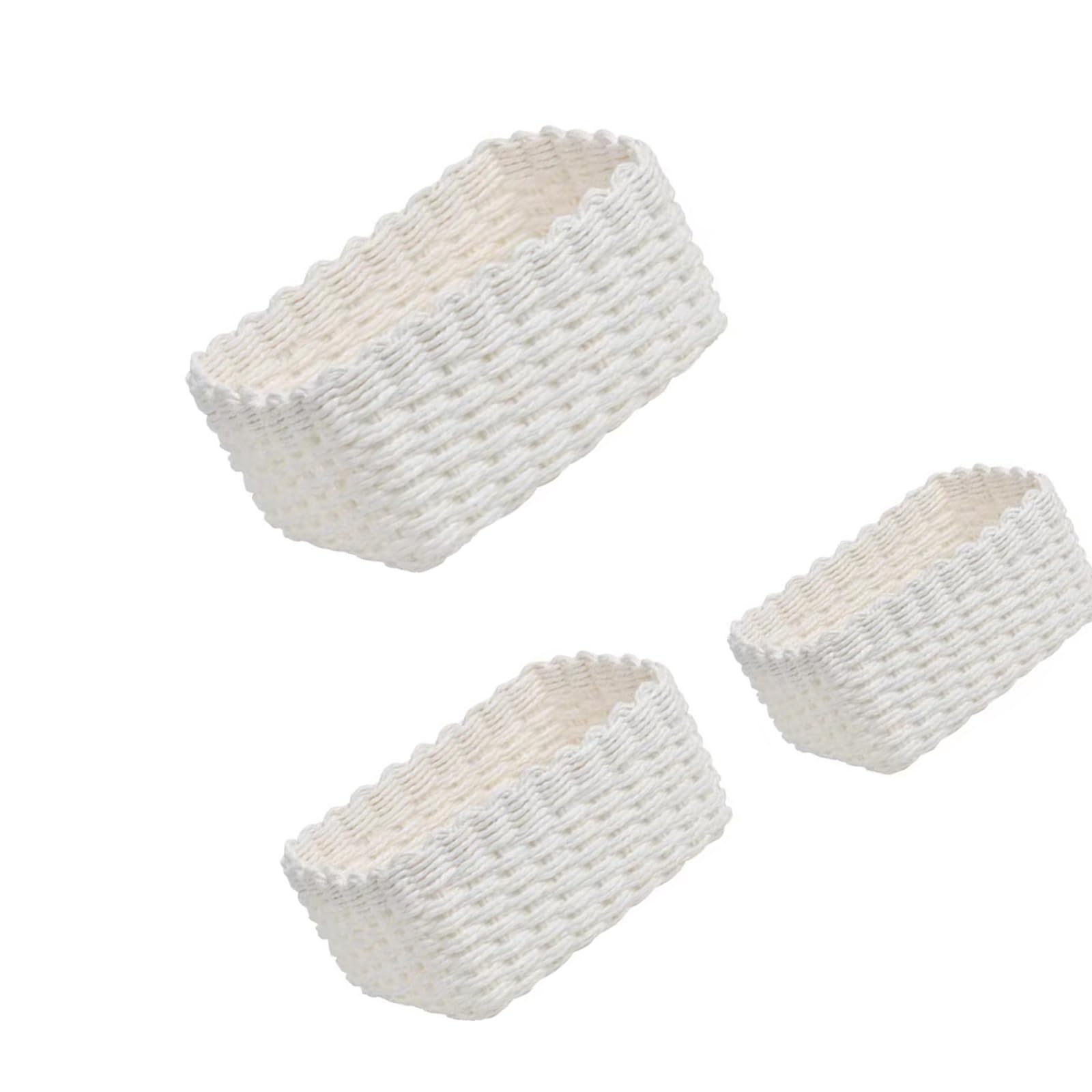 Korean Inspired Paper Weave Storage Baskets Set of 3 Sturdy Foldable Organizers for Bedroom Decors Decorative Paper Rope Organizing Baskets