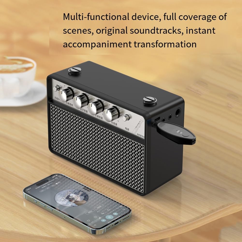 Adattatore Ricevitore Audio 3,5/6,5 mm Aux Wireless Bluetooth 5.2 Splitter Musicale per Karaoke Trasmissione in Diretta Rimozione Vocale