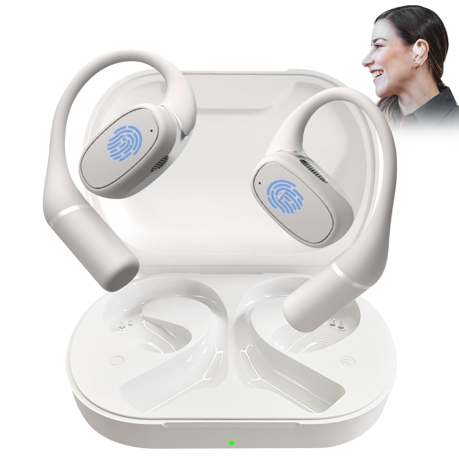 Ai Translation Earbuds Real Time, 150 Language Translator Device, Wireless Bluetooth Earbuds Over The Ear for Travel Business Learning, White, Noise Cancalletion, 28 Hours, Bluetooth 5.4