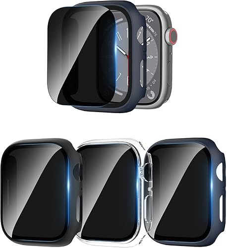 Paquete de 3 protectores de pantalla de privacidad para Apple Watch SE (2 generación)SE654 de 1.575in, carcasa ultrafina de policarbonato duro con
