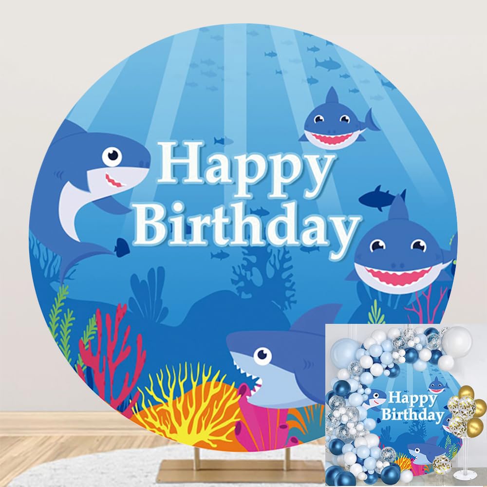 7x7ft Tropical Beach Round Backdrop - Hawaiian Summer Theme With Starfish & Shells For Photo Booths & Parties