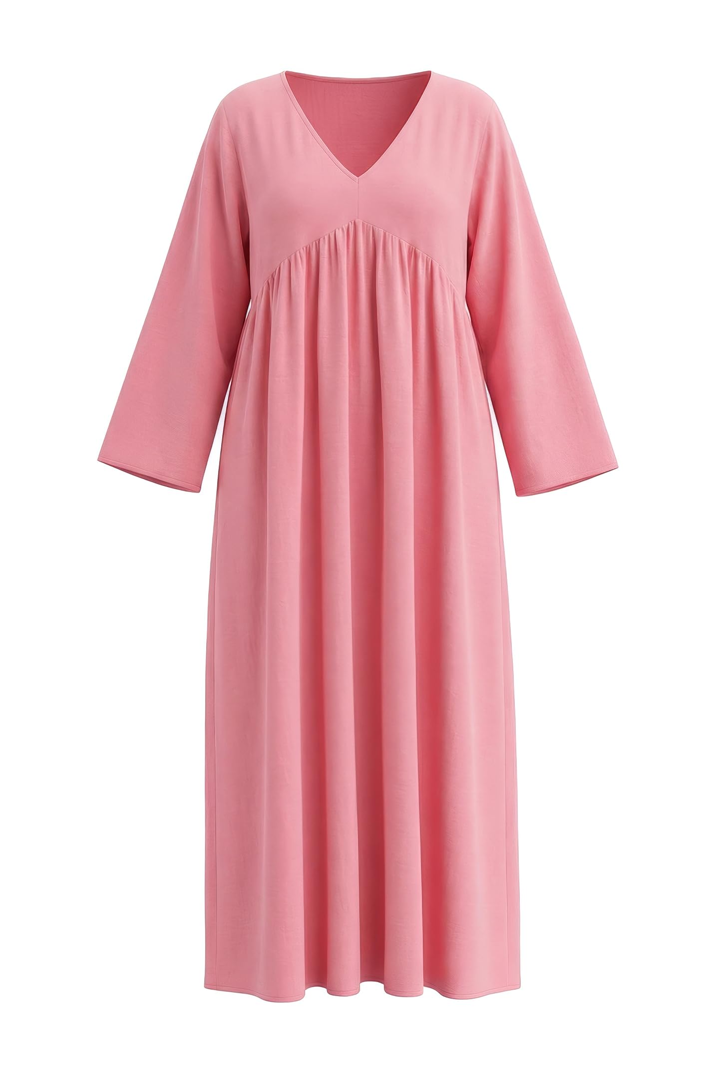 Ulla Popken Damen große Größen Übergrößen Plus Size Musselinkleid, A-Linie, V-Ausschnitt, Langarm 849582