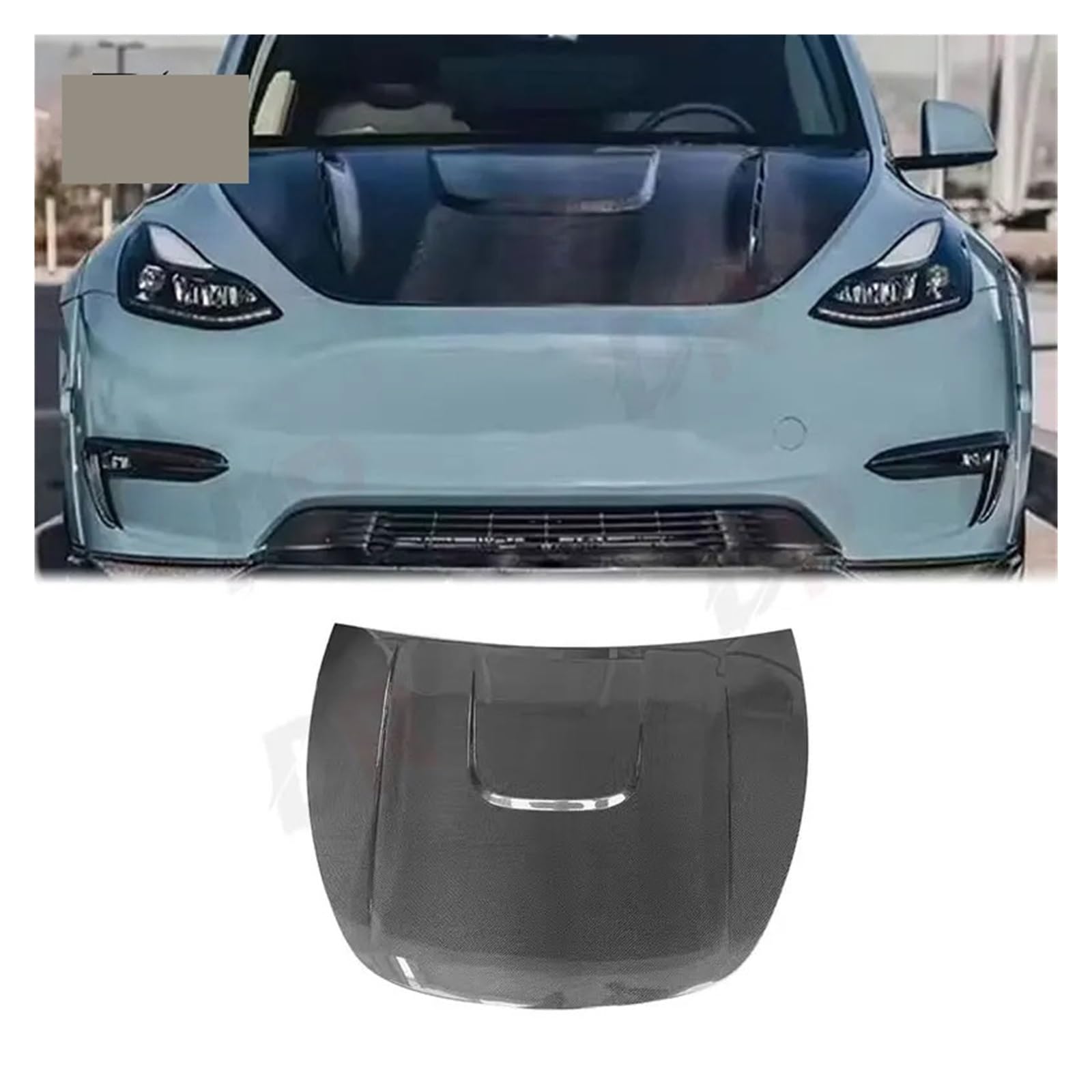 Carbon Fiber Front Bumper Front Hood Hood Vent Car Styling Accessories Car Accessories?Compatible with Tesla Model Y(Carbon Fiber)