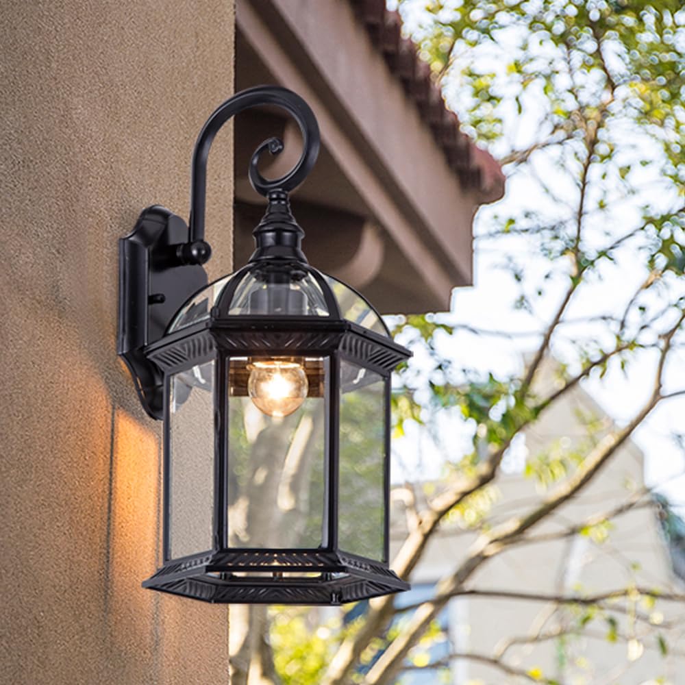 FDOIUTU E27 Outside Wall Light, Metal Wall Light, Weatherproof Porch Wall Lamp,Gate Lights,Wall Lights,Outdoor Garden Fence Lighting for Front Door, Patio, Porch, Garage, and Entryway (Style-11)
