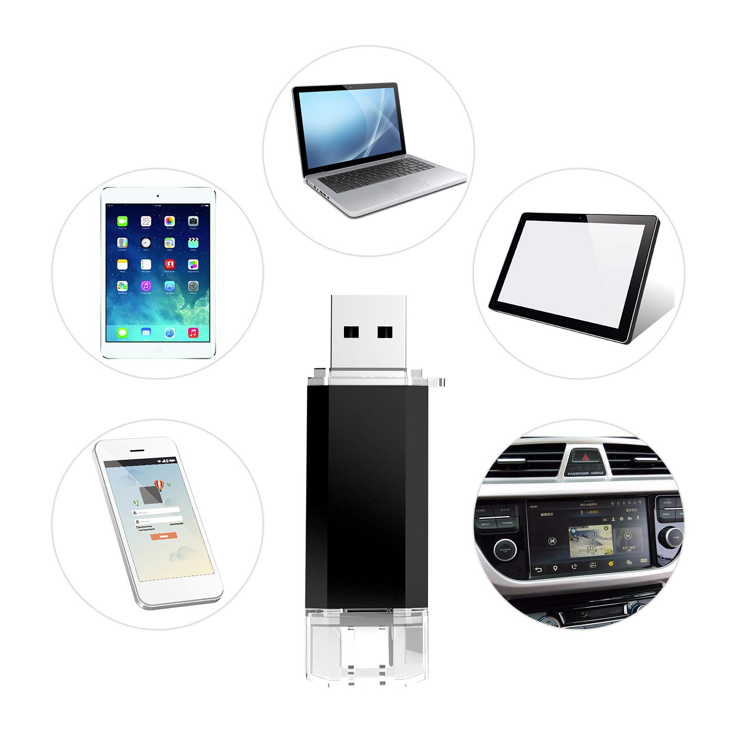 KEXIN Clé USB Type C 512Go 3.0 OTG Clef USB 3.0 et USB C 512 Go Cle USB Flash Drive 512 Giga 2 en 1 à Capuchon pour PC et Android Smartphone Doté Type C et OTG Activé (Noir)