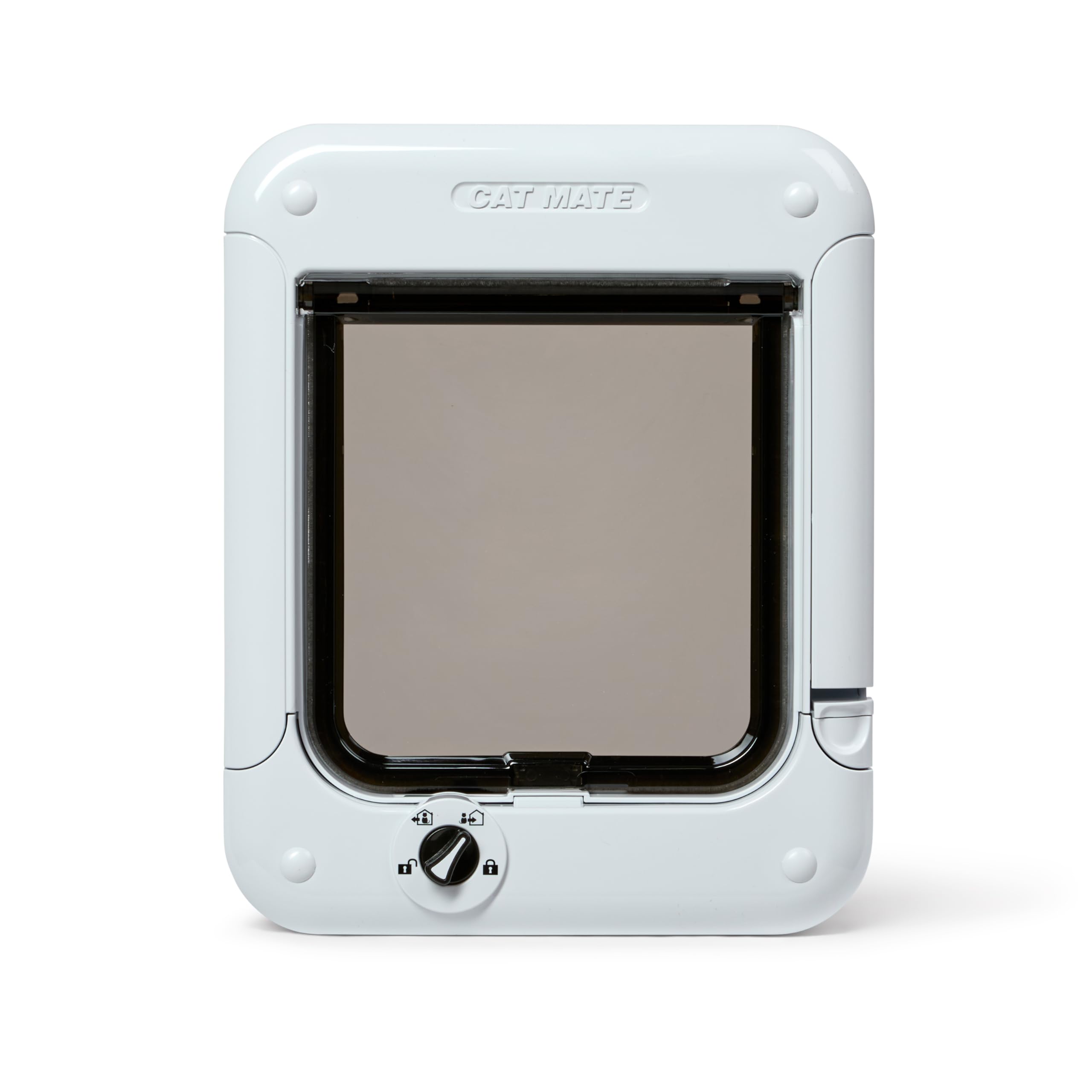 Cat Mate Rotary 4-Way-Locking Cat Flap (358) - Versatile Lockable Door for Small to Average-Sized Cats, for Single/Multiple Glazing, UPVC, Wall and Wood, White