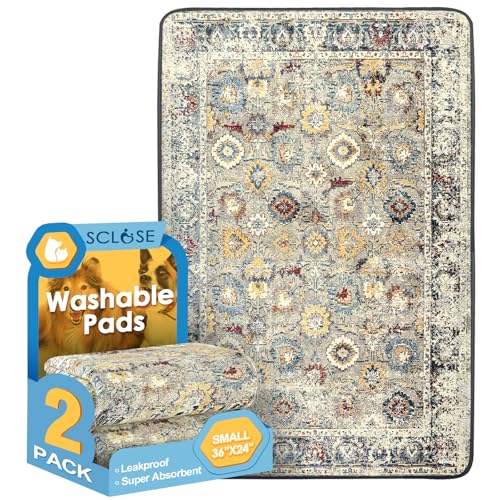 SCLOSE Washable Pee Pads for Dogs 2 Pack, 36