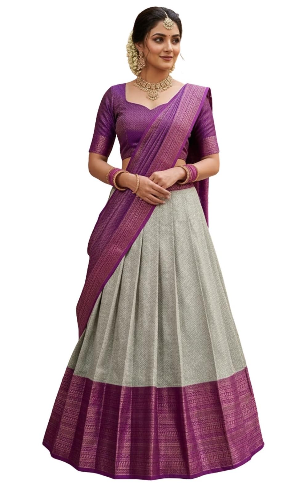 Women's Traditional Un-Stitched Lehenga Choli | Lehenga Choli for Women | Heavy Lehenga Choli With Dupatta | Bridal Wear | South Indian | Traditional Ethnic Wear for Wedding & Festive-image-17