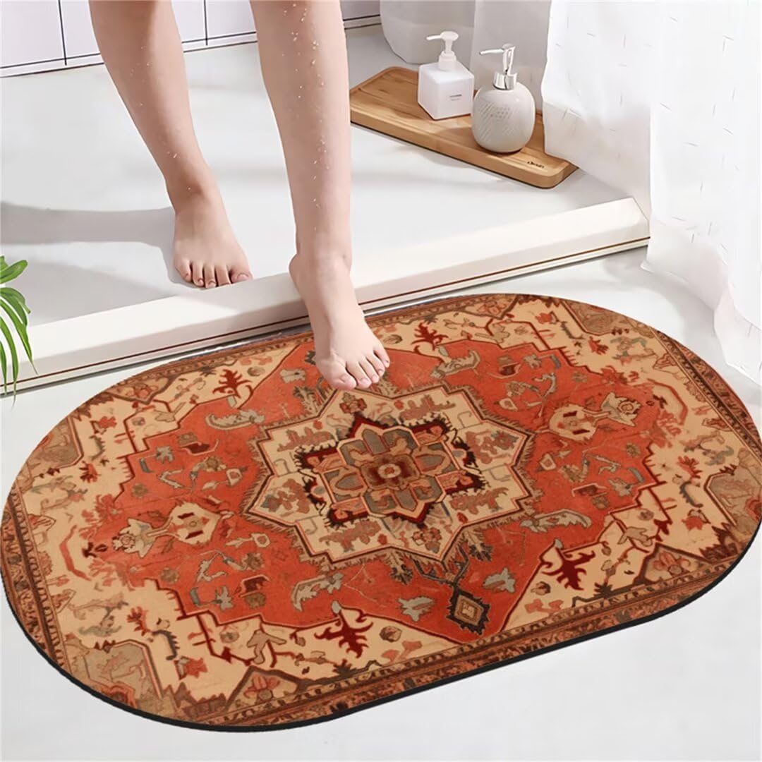 Badezimmerteppich Badteppich Groß 100x150cm Absorbierender Schnelltrocknend Badvorleger Badematten SaugfäHig Badematte Tradition Bath Bathroom Mat Teppich Badezimmer Matte Bad Teppich Gross A240