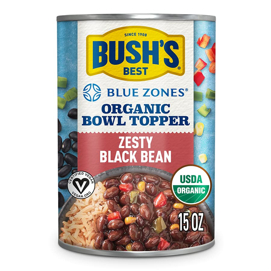 Bush's Best Blue Zones - Decoración de tazón orgánico con frijol negro picante
