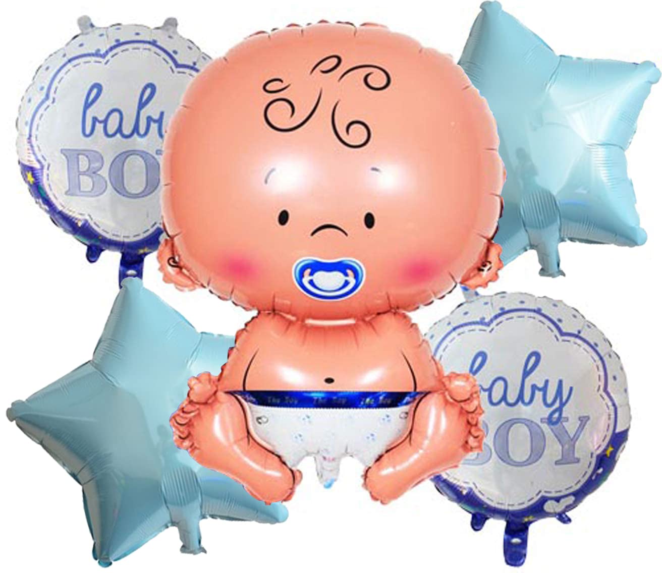 AMFIN® (Pack of 5) Baby Shower Foil Balloons Party Decoration Kids Boy Arrival Birthday Party Decoration Supplies Inflatable Air Balloon