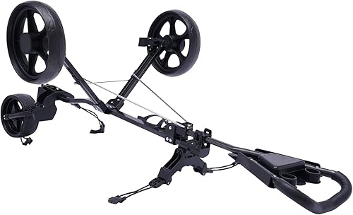 Miniatura 9 de Carro plegable de 3 ruedas para palos de golf con marcador y freno de pie y portavasos