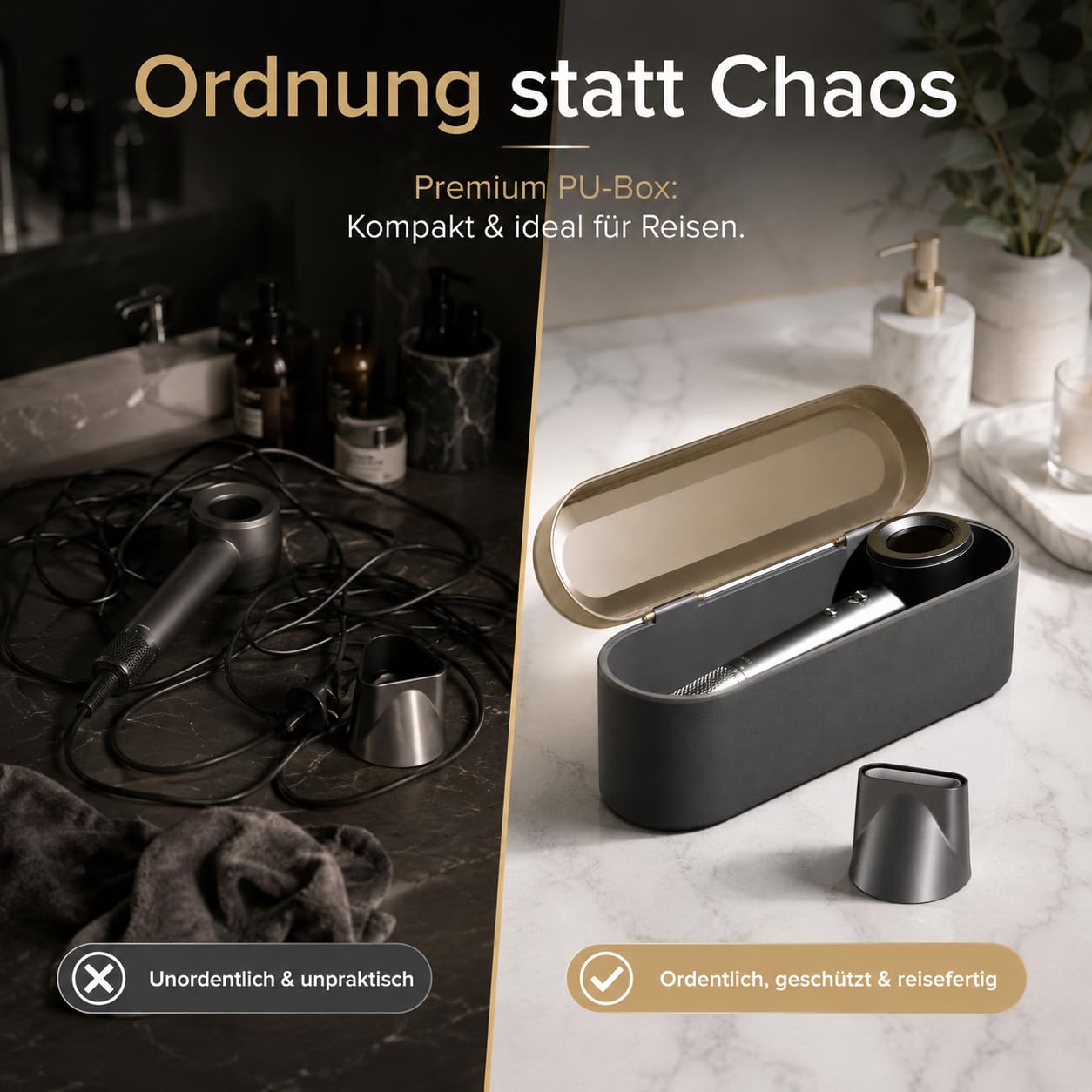 Hochgeschwindigkeits Föhn mit Premium PU Hartschalenbox, Schnelles Trocknen, 110.000 U/min Ionen Haartrockner, 59dB Leise, 200 Mio. Negativ-Ionen, LCD Display, NTC Temperaturregelung