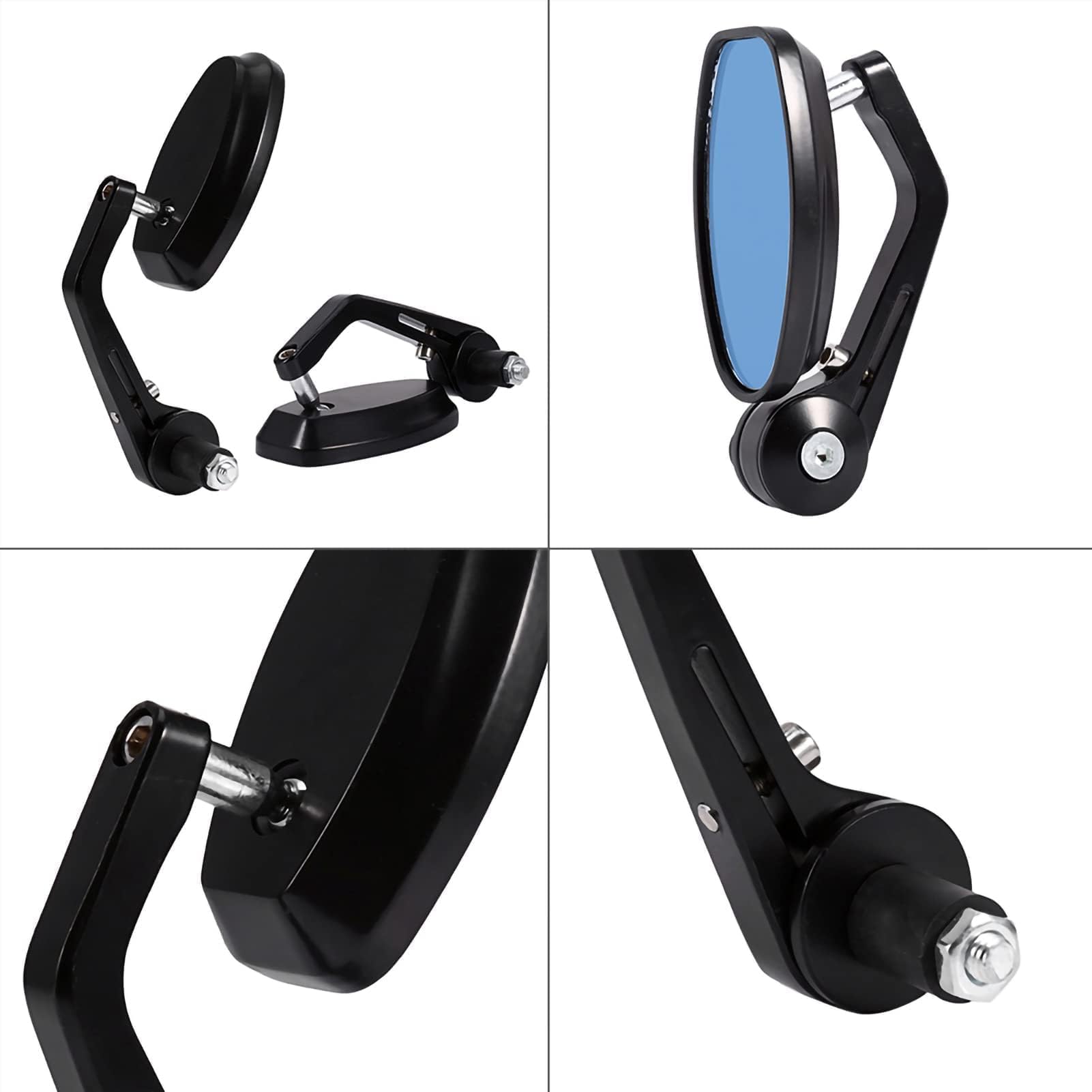 Rétroviseur de Guidon de Moto, 7/8" 22mm, Rétroviseurs Latéraux avec Embout pour Guidon