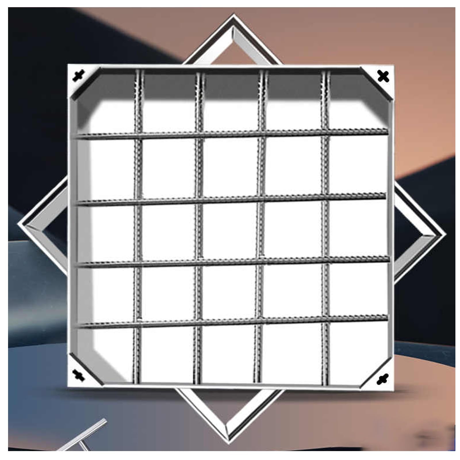 Stainless Steel Invisible Recessed Septic Tank Lid with Retractable HandleSquare Manhole Cover for DrivewayDesign (70x70cm/27.6x27.6in)