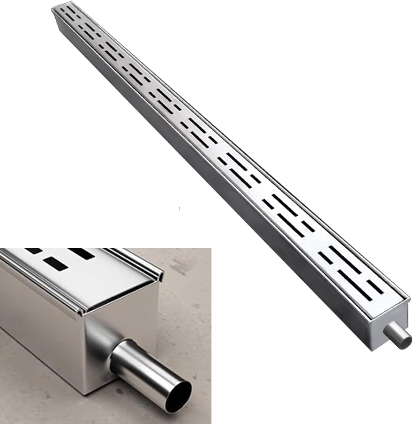 GLDYTVF Custom Channel Drain Kit with Outlet 5x5cm Trench Drainage System for Driveway Stainless Steel Water Diverter Gutter End/Outlet Included HeavyDuty Drainage Solution
