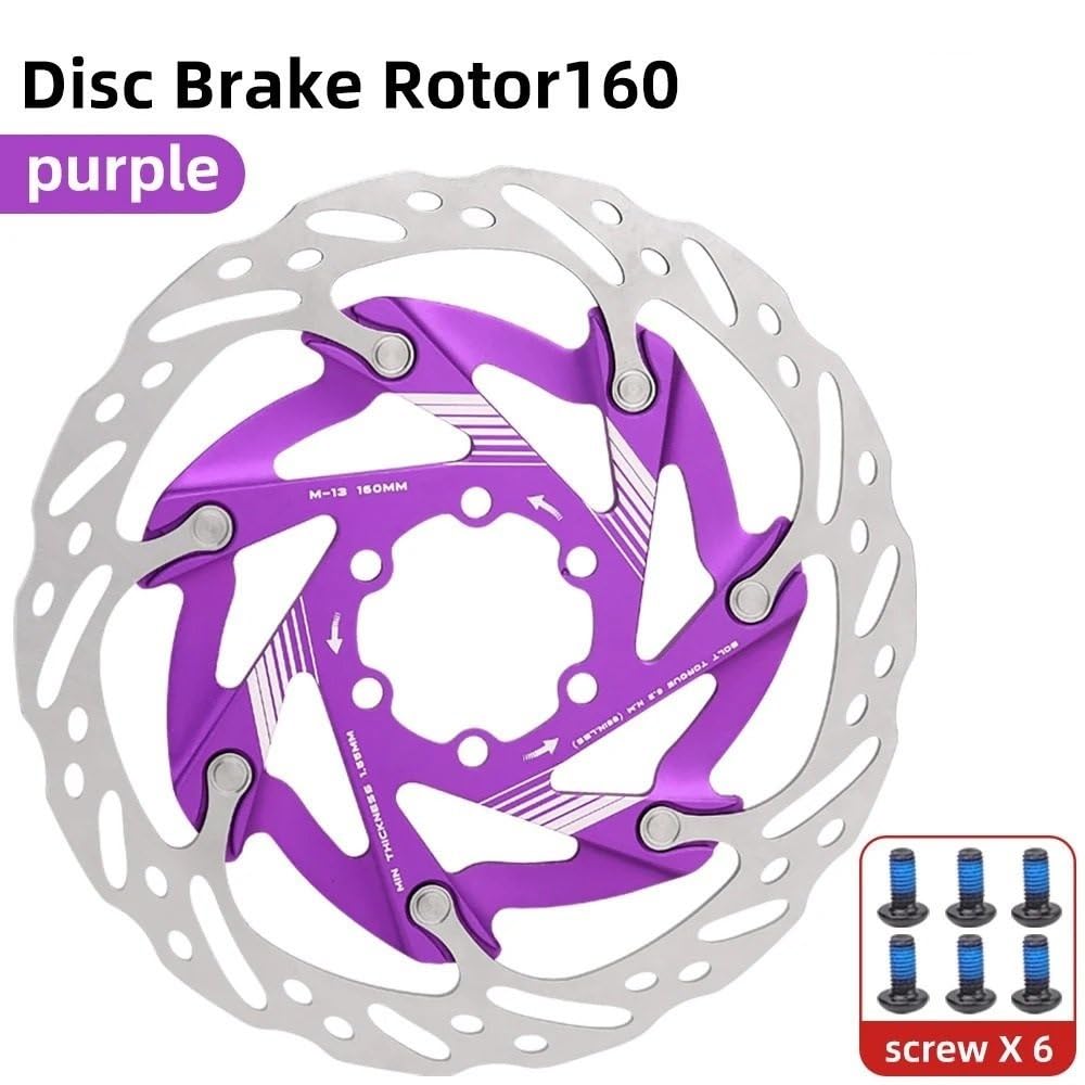 Disco Freno Bicicleta Almohadillas Huecas enfriamiento Disco 6 Tornillos Rotor Flotante Ultraligero hidráulico para Bicicleta MTB 160 mm Kit de Freno de Rodillo Trasero Freno de Tambor