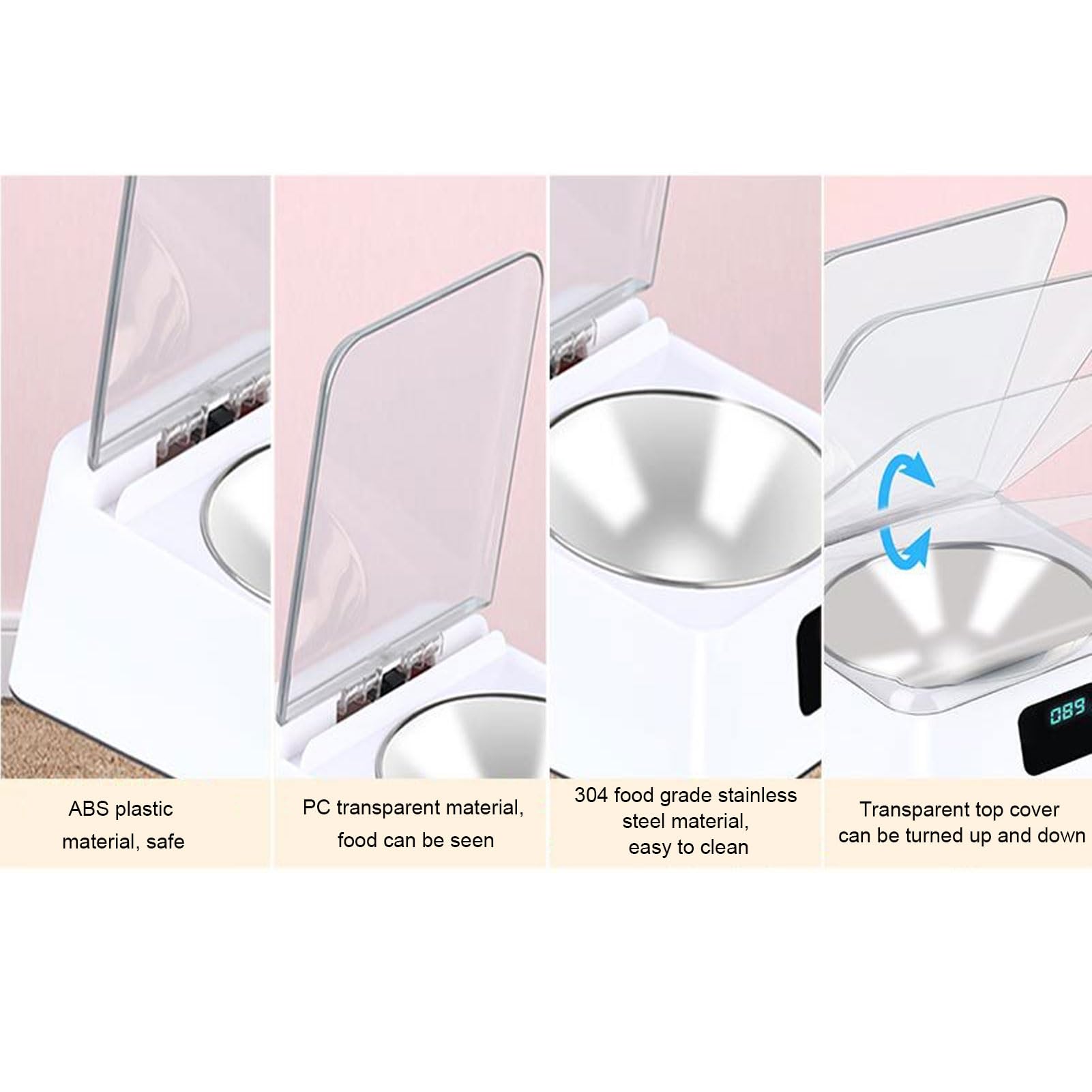Sxhlseller Comedero automático para mascotas, comedero inteligente para perros y gatos con tapa de apertura de sensor infrarrojo para uso doméstico, carga USB y gran capacidad