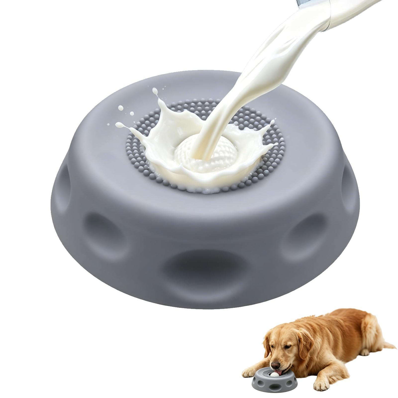 Dog Licking Bowl with Ball, Slow Feeder Dog Bowl Lick Ball Lick Bowls