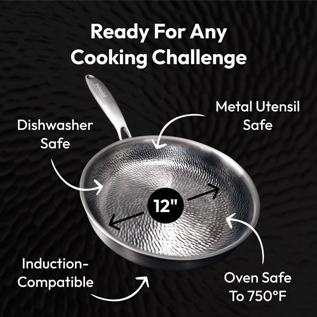 GDSAFS Titanium Pan, 12 Inch Non Stick Titanium Frying Pans for Cooking, 100% Pure Titaniums Pro Cookware without Coating, Dishwasher Safe, up to 750°F, Works on Every Cooktop (11.8inch)