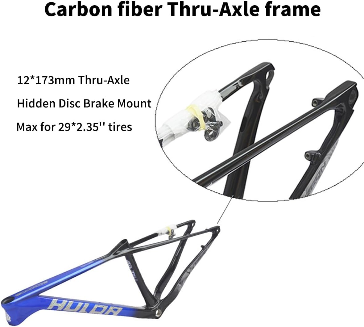 29er Mountain Bike Boost Frame 12*173mm Thru-Axle 15" 17" 19" XC Trail Racing Hardtail Bikes Frame Ultralight Carbon Fibre Disc Brake Frame, Max 2.35'' Tires Internal Routing(Black-grey,29*15")