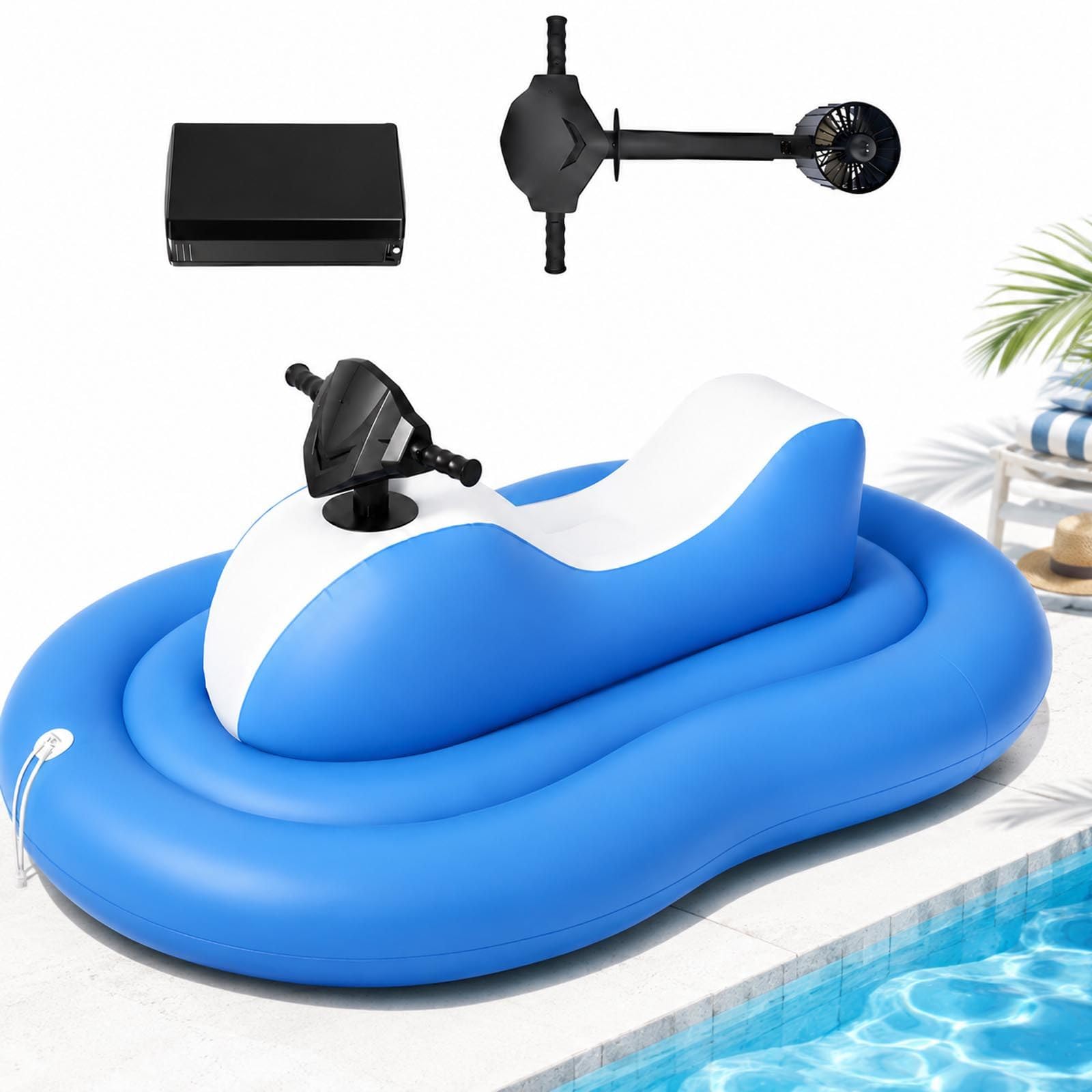 Motorized Inflatable Boat for Adults, 46W Pool and Calm Lake Ride
