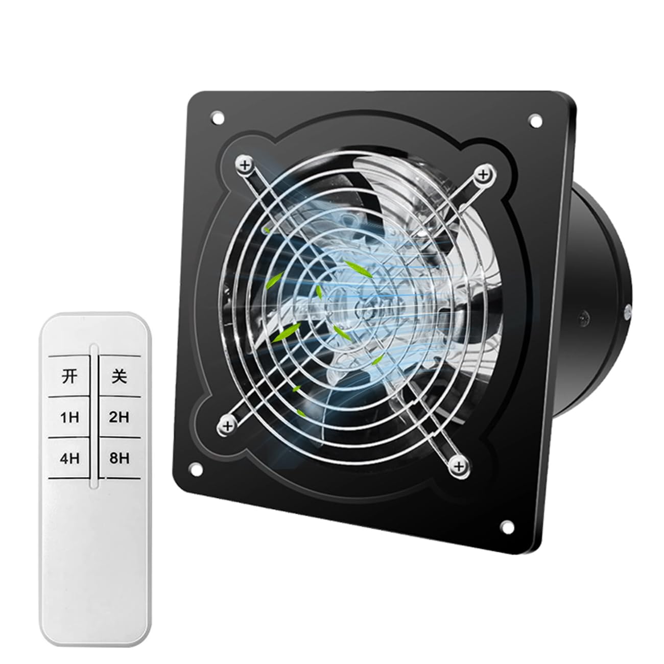Extractor De Baño De - Extractor De Humos con Temporizador, Control Remoto Y Válvula De Retención. Potente Ventilador De Pared， para Cocina, Baño, Garaje, SótanoBlack,7in