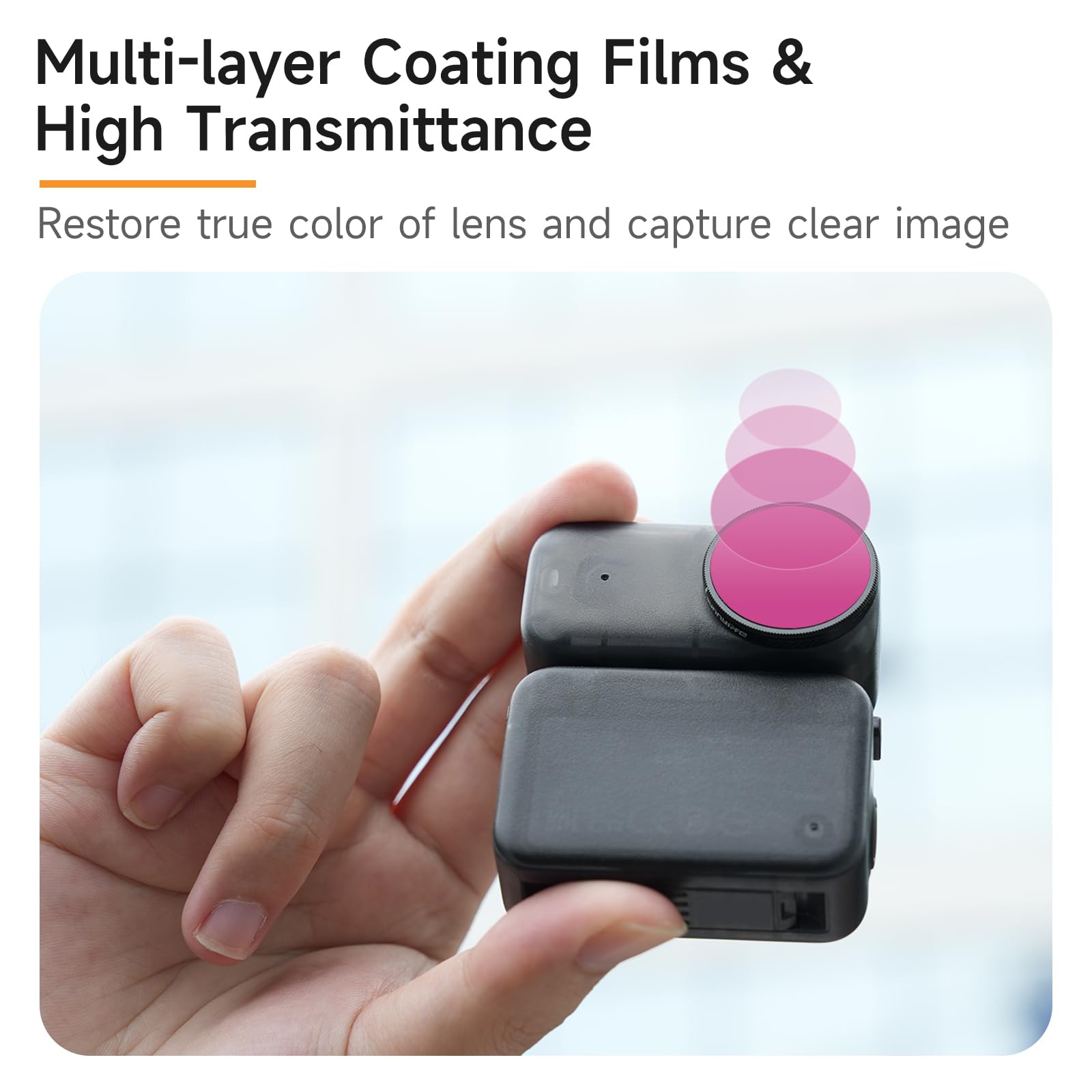 Filtr obiektywu do DJI Osmo Nano HD Multicoated filtr ze szkła optycznego odporny na zarysowania z etui do przechowywania kamery akcji (ND8/PL+ND16/PL+ND32/PL+ND64/PL)