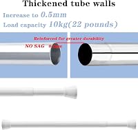 Venwemong Zuhanyfüggöny Rúd 170-260 cm - Fúrás Nélküli Teleszkópos Rúd Fürdőszobába, Szekrényhez, Erkélyre - Fehér, Rozsdamentes Acél, 10 kg 2