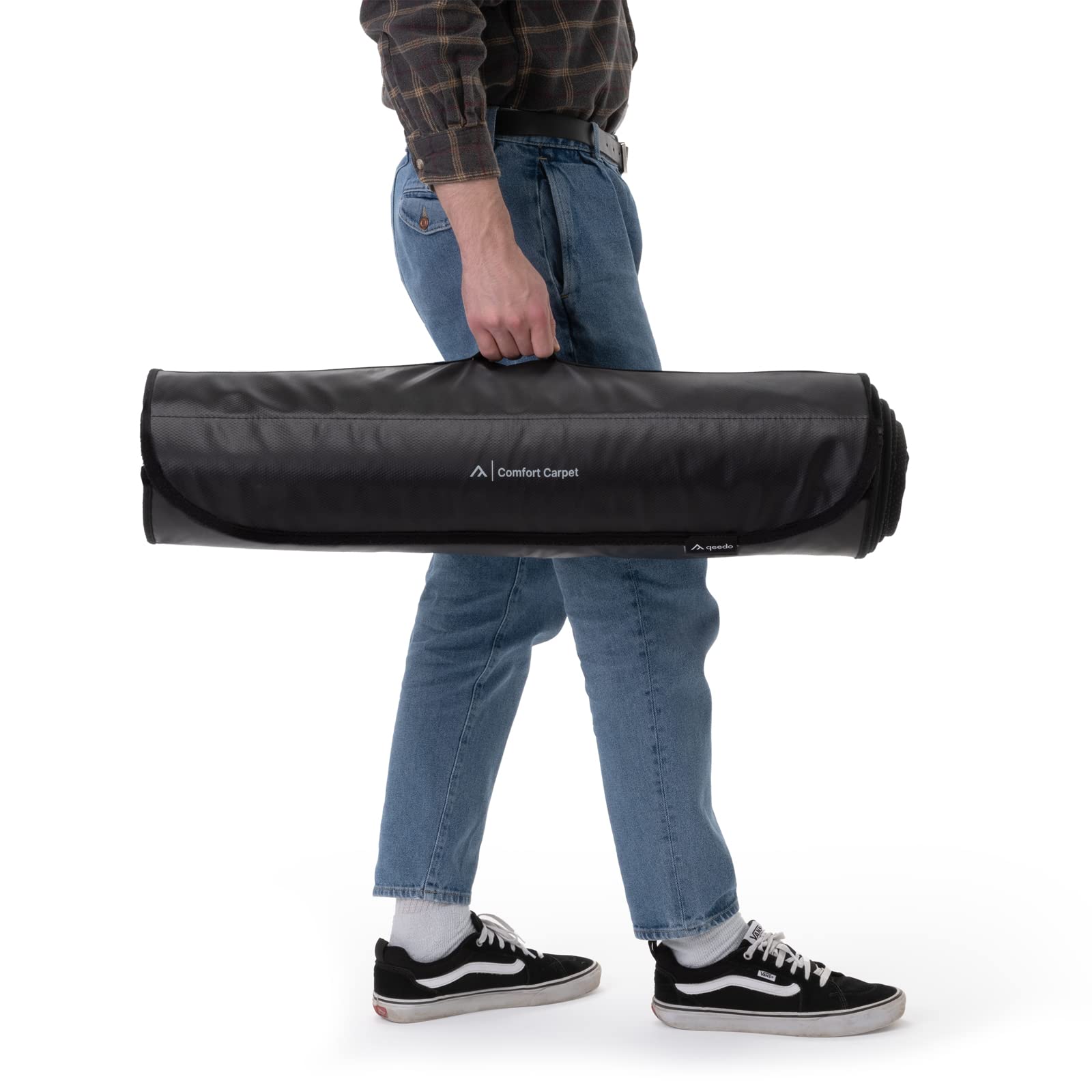 qeedo Comfort Carpet Zeltteppich in 3 Größen, Anti-Rutsch-Beschichtung, integrierte Schuhablage, Roll-in-Bag