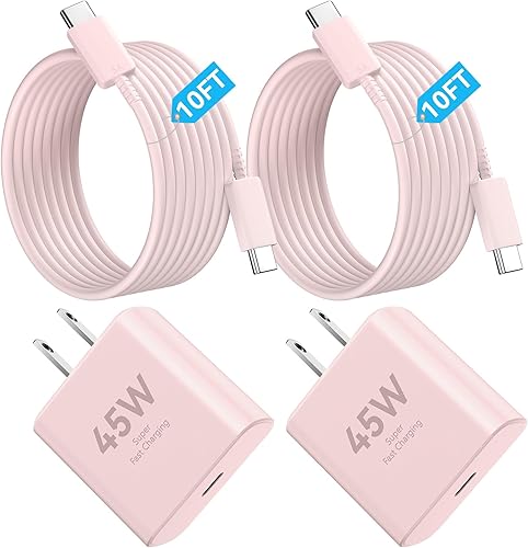 Cargador de teléfono 17 de carga rápida, 45 W súper rápido USB C cargadores bloque con cable tipo C de 10 pies para teléfono 17/17 Pro/17 Pro