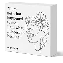 Therapy Office Desk Decor Wooden Box Sign, Mental Health Decor for Home School Counseling Decoration Mental Health Gift for School Counselor Psychologist Therapist, I Am What I Choose to Become