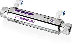 iSpring UVF11A Filtro de água com luz ultravioleta UV com interruptor de controle de fluxo inteligente 11W, 110V, 25,4 cm