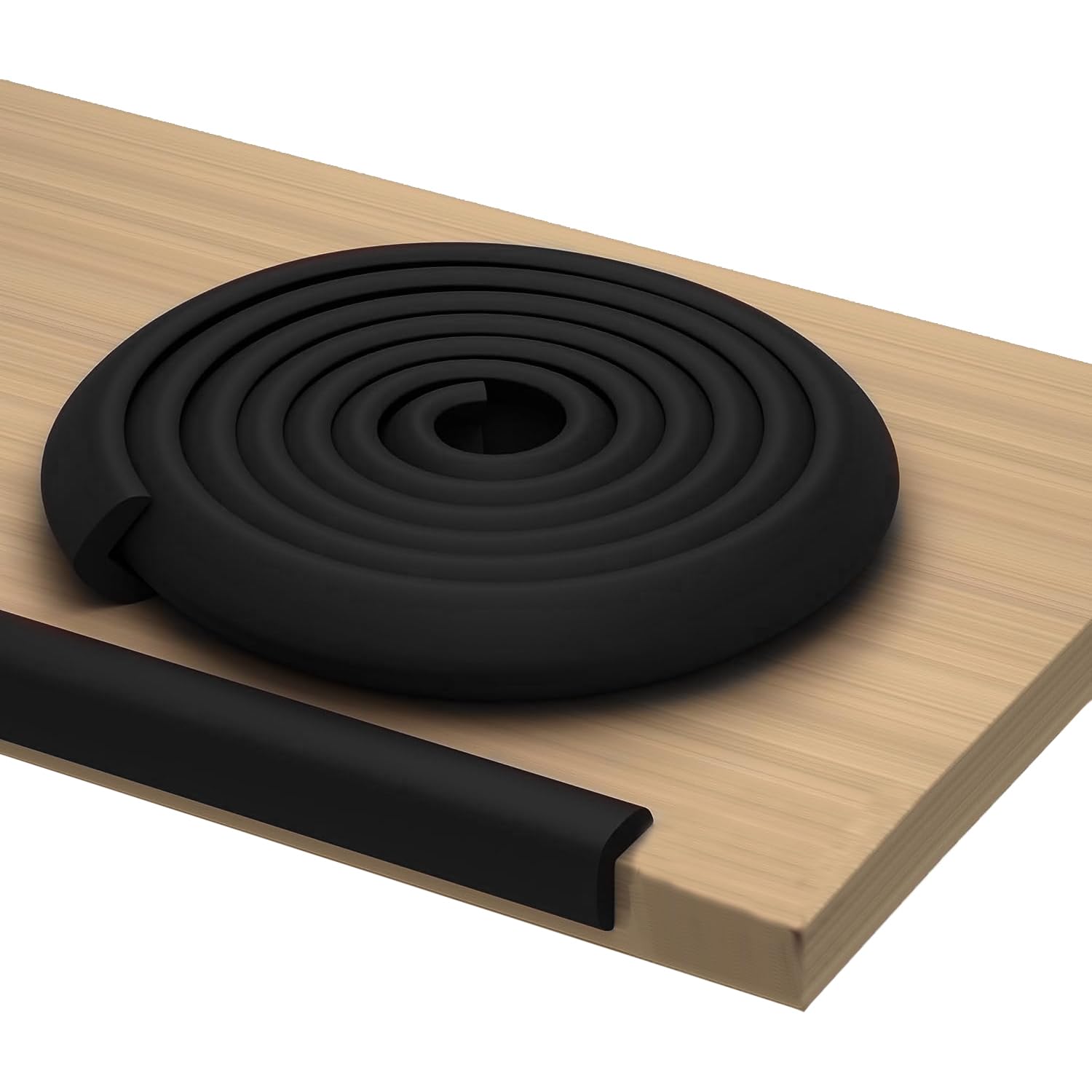 BabyPro BabyProofing Edge Guard (12mm, Pack of 1) with Strong Adhesive Tape by Certified Professional Childproofer, 2 Meter Long for Furniture Corner, Bed, Table Corners, for Child Safety (Black)