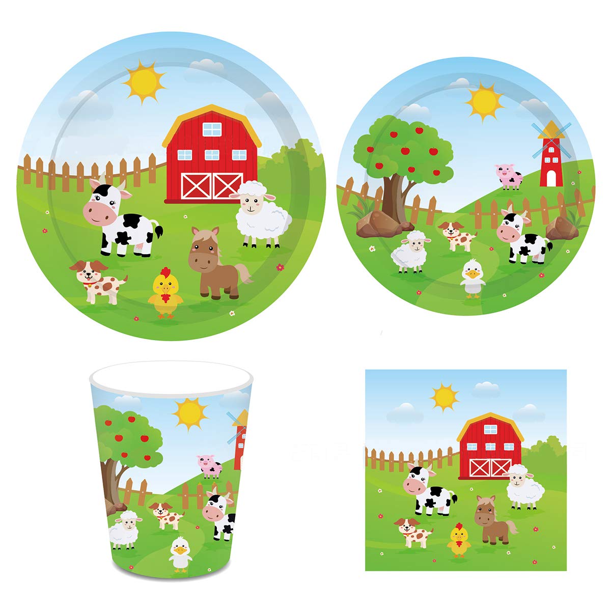 Buy Cieovo Farm Animals Party Supplies Pack for 16 Guests Including