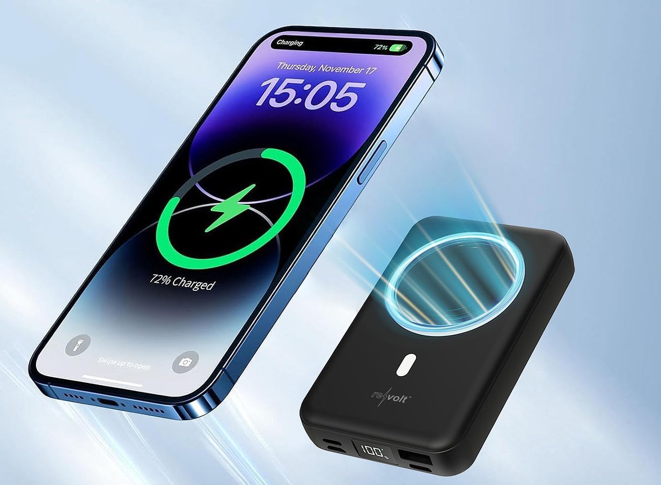 revolt Induktionsladegerät: 2er-Set Magnet-Powerbank 10.000 mAh, für Qi & MagSafe, PD, QC, 22,5 W (Akku Powerbank, MagSafe-kompatibel, Induktiv)