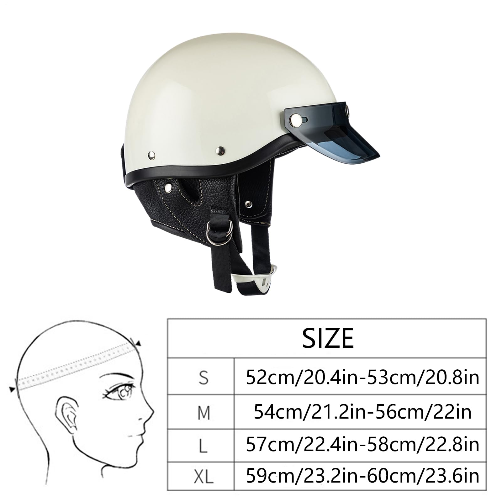 Halmetto di motocicletta, casco per moto a faccia aperta,Caschi da moto per uomini - Cappuccetto a faccia aperta traspirante fresco leggero per motocross scooter racing street incrociatore