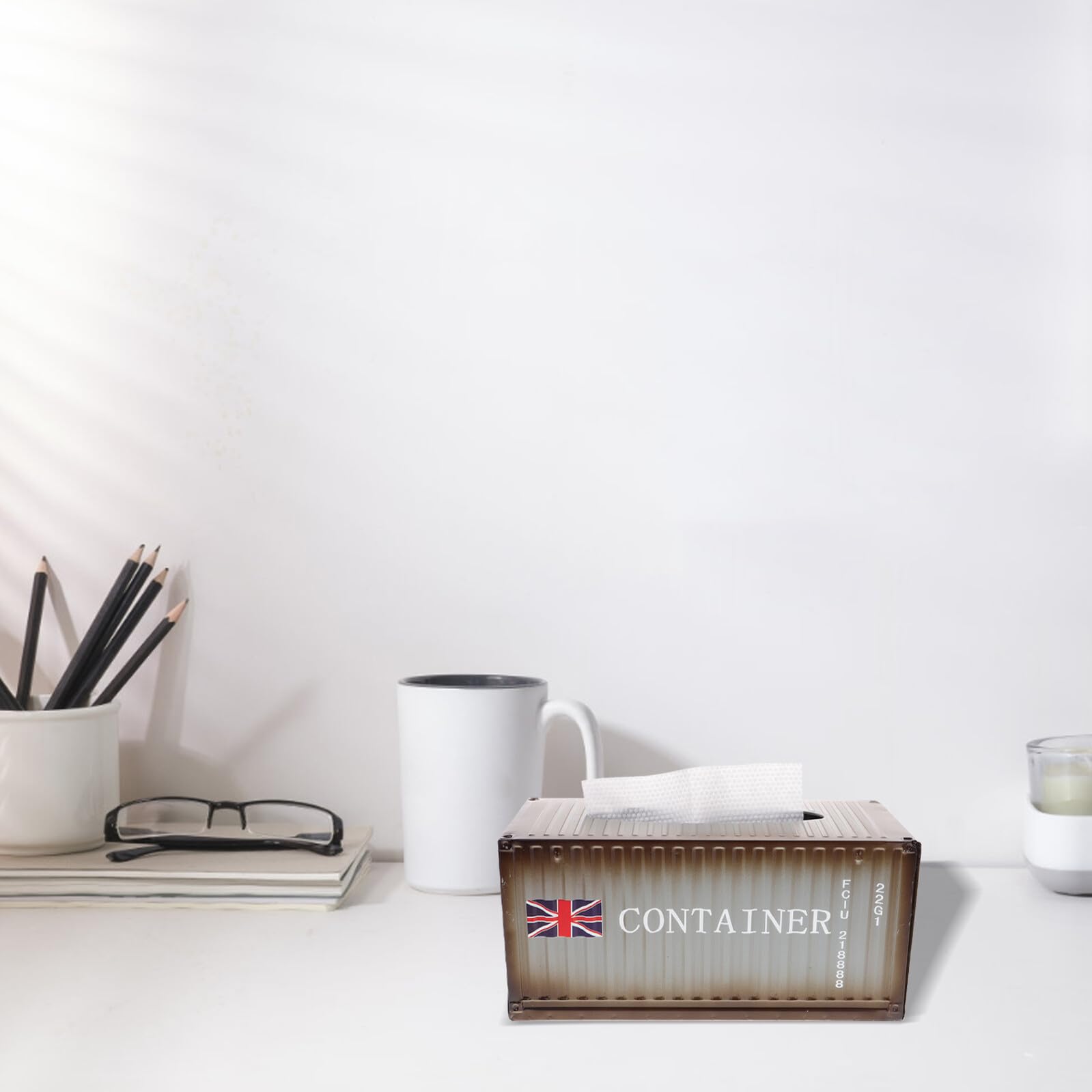 Homoyoyo Caja Decorativa de Hierro para Pañuelos Diseño Industrial, Fácil de Limpiar y Multifuncional para Decoración de Escritorio o Comedor